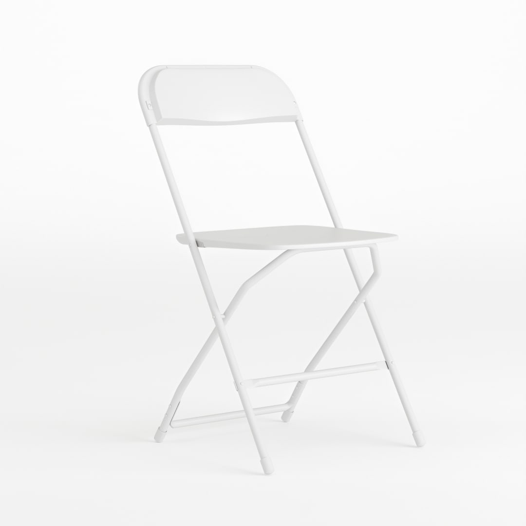 Hercules Series Plastic Folding Chair - White - 650LB Weight Capacity Comfortable Event Chair - Lightweight Folding Chair -