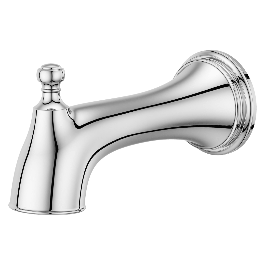 Transitional Round Tub Spout with Diverter in Polished Chrome