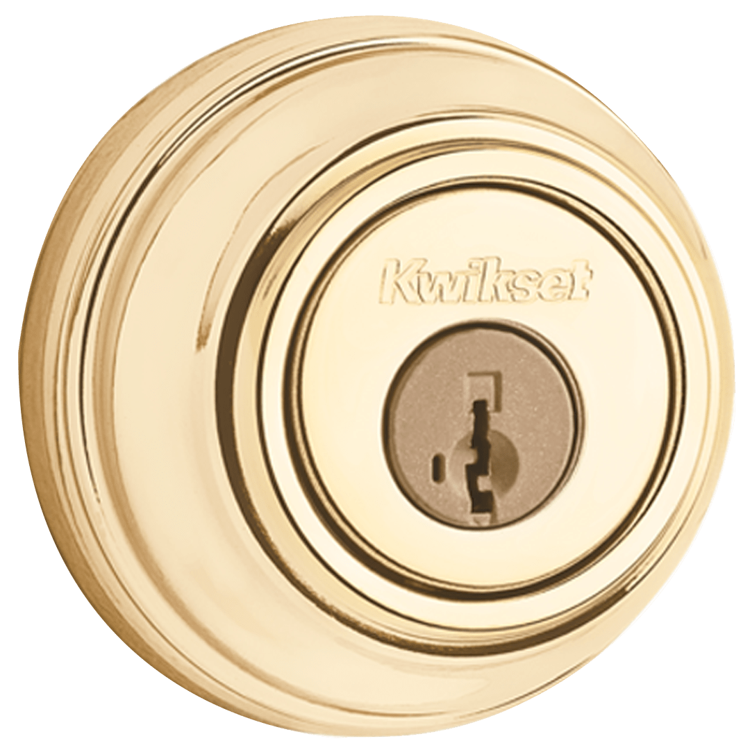 980 Deadbolt, Keyed One Side, featuring SmartKey Security™ in Polished Brass