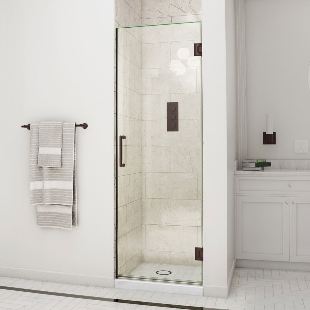 DreamLine Unidoor 27 inch W x 72 inch H Frameless Hinged Shower Door in Oil Rubbed Bronze
