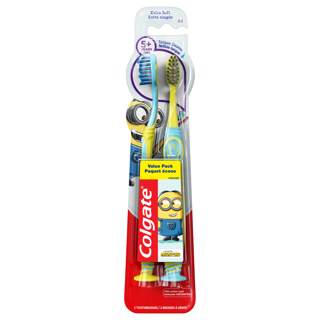 Colgate Kids Extra Soft Toothbrush with Suction Cup - 2 Count (Minions)