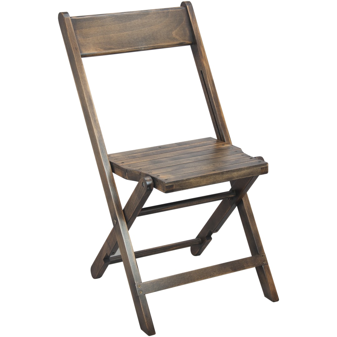 Advantage Slatted Wood Folding Special Event Chair - Antique Black