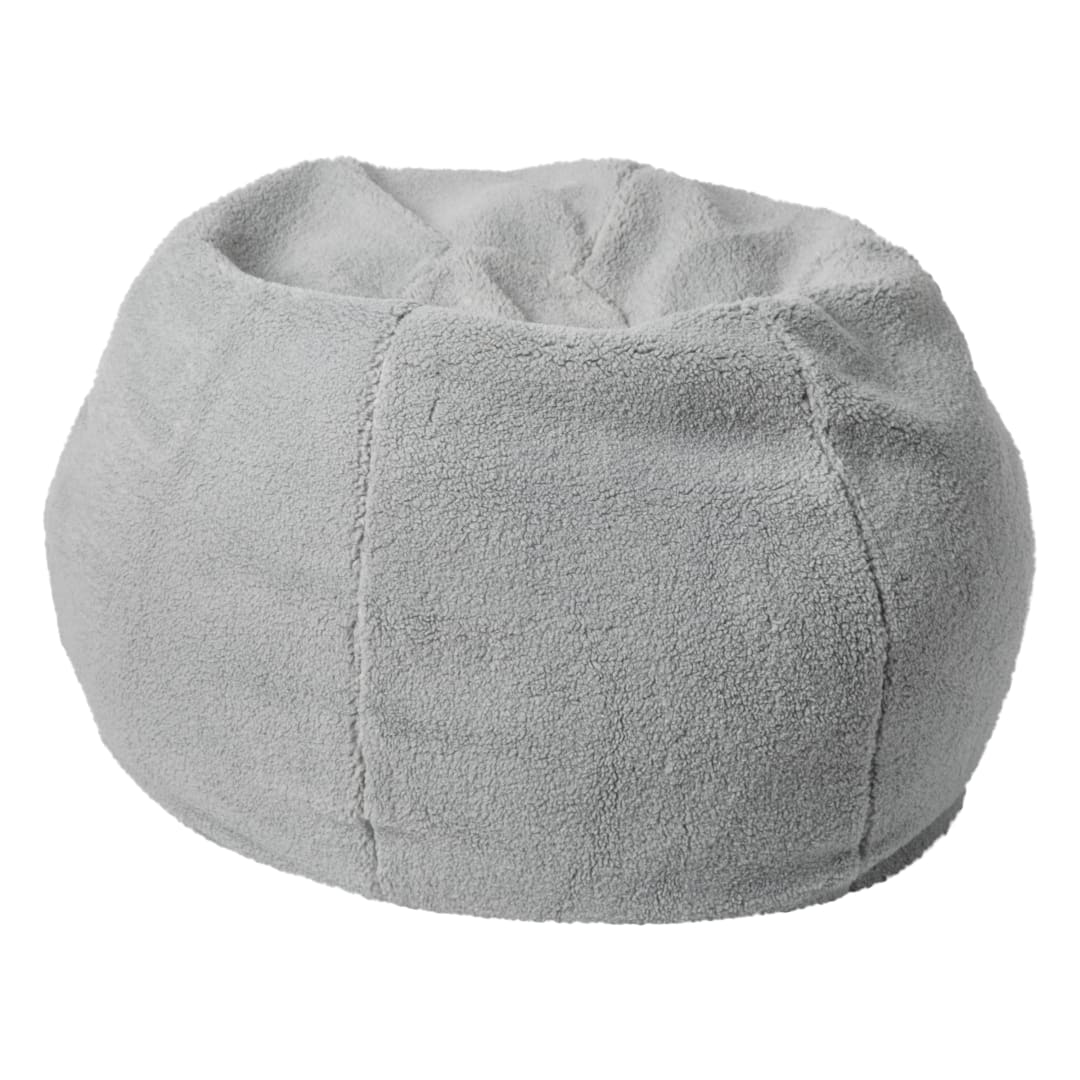 Dillon Small Gray Faux Sherpa Refillable Bean Bag Chair for Kids and Teens