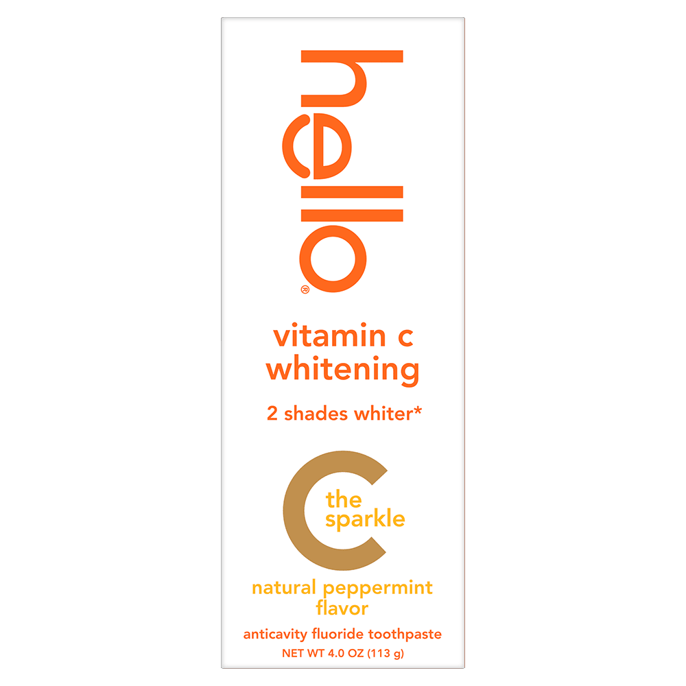 hello Vitamin C Whitening Toothpaste with Fluoride, Natural Peppermint, 4.0 Oz Tube