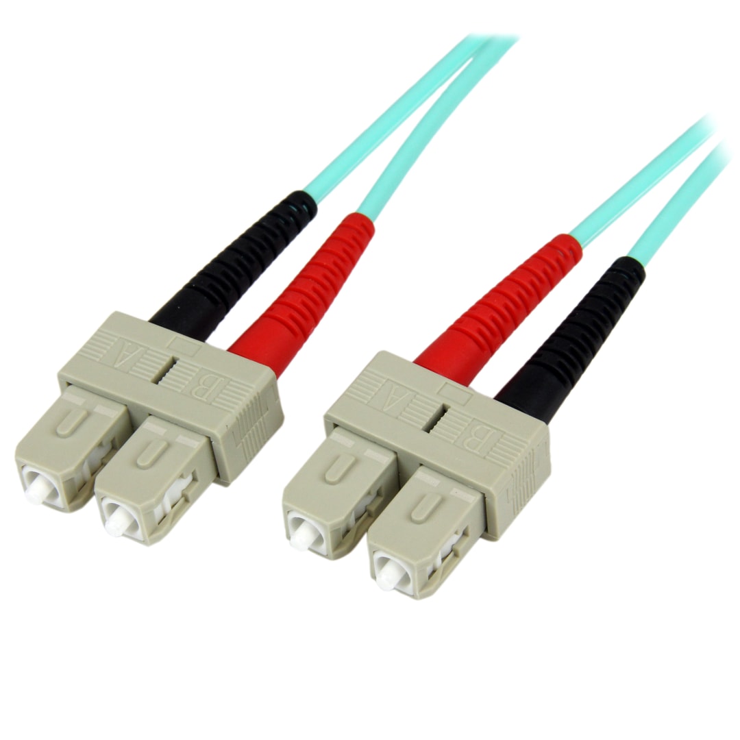 2m 10 Gb SC to SC MM LSZH Aqua Fiber Patch Cable