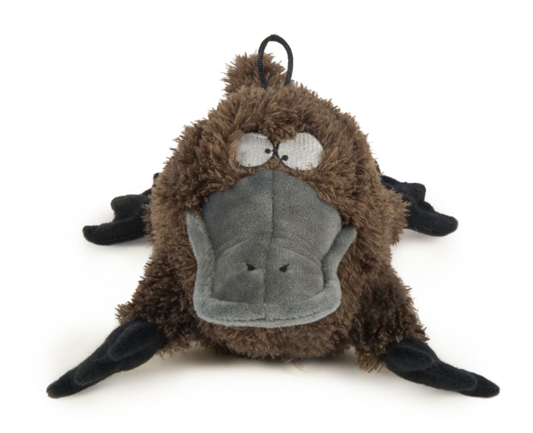 TrustyPup Strong 'N Silent Platypus, Durable Plush Silent Squeaky Dog Toy with Chew Guard Technology, Brown, Large