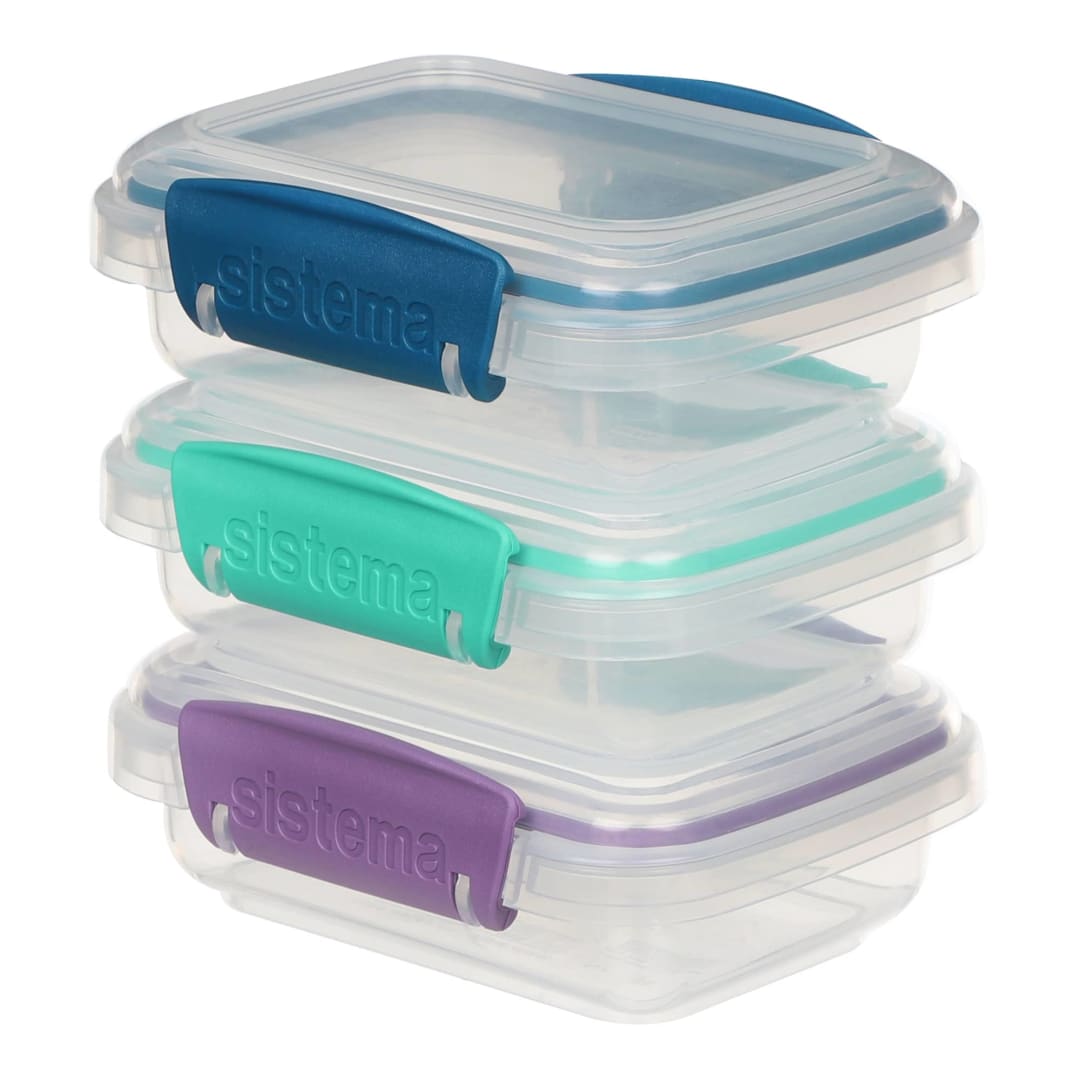 Sistema Klip It Food Storage Containers, 200 mL, Assorted Colours, 3 Pack