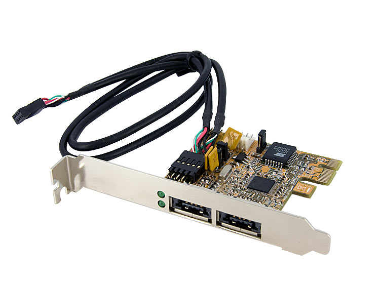 2 Port PCI Express Dual Profile 5/12V Power eSATA Controller Adapter Card