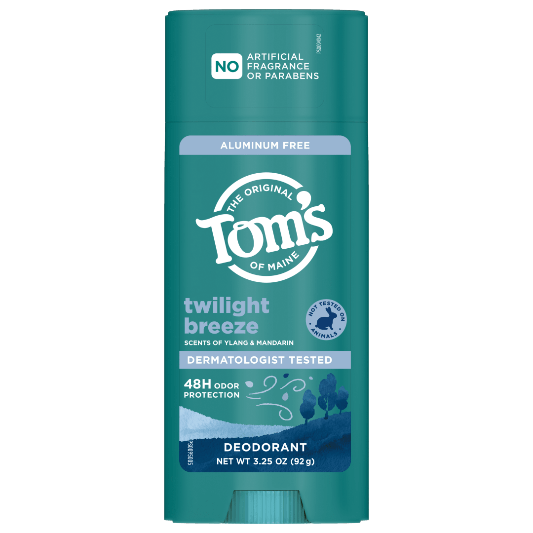 Tom’s of Maine Twilight Breeze Natural Deodorant for Men and Women, Aluminum Free, No Artificial Fragrances, Dyes, or Preservatives, Baking Soda Free, 48-Hour Odor Protection, 3.25 oz (2 Pack)