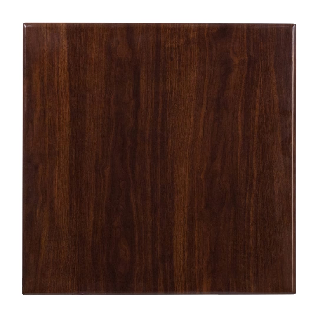 Glenbrook 24'' Square High-Gloss Walnut Resin Table Top with 2'' Thick Drop-Lip