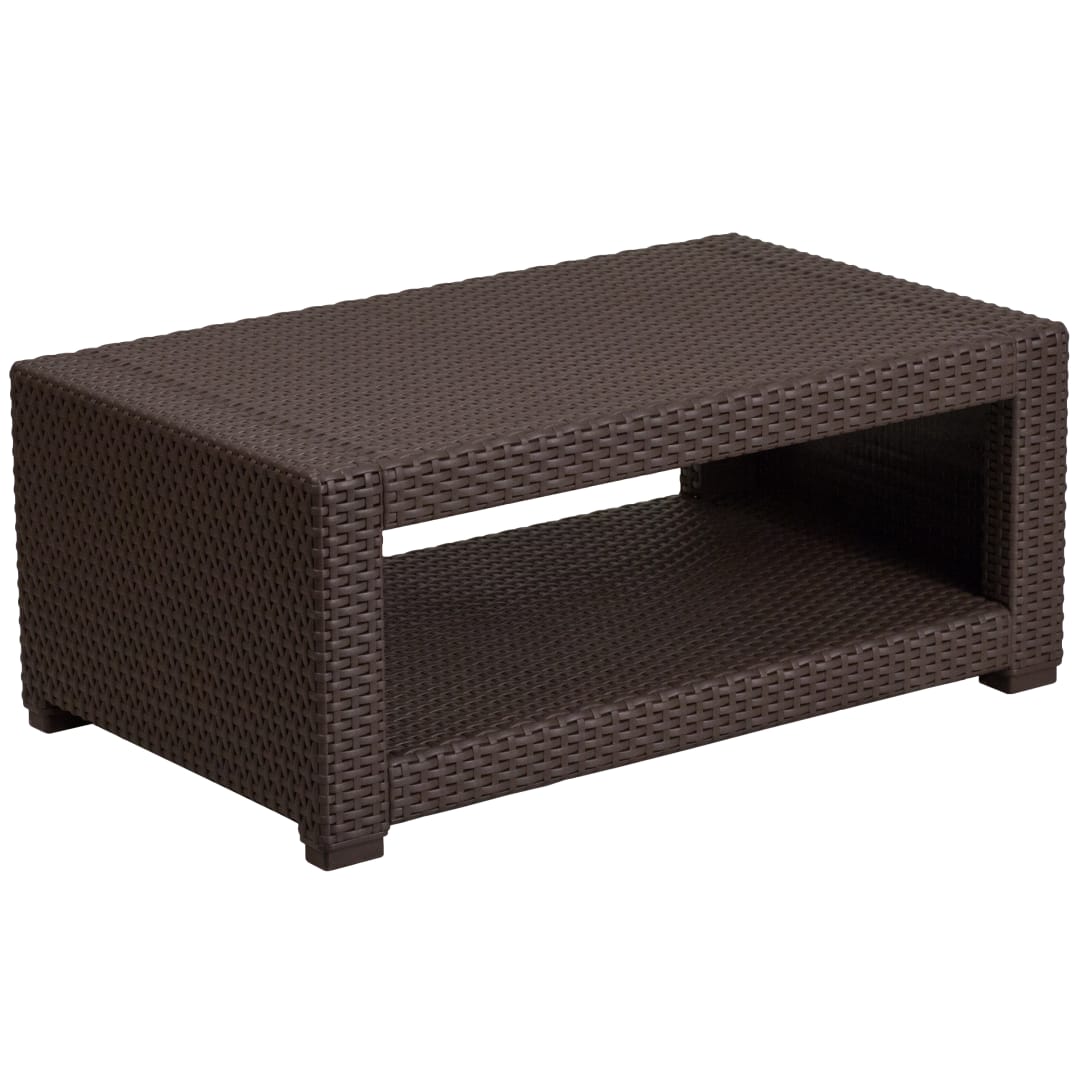 Seneca Chocolate Brown Faux Rattan Coffee Table