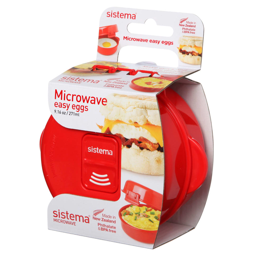 Sistema utensilio para cocinar huevos para microondas | Recipiente para alimentos apto para microondas | 271 ml | Sin BPA | Rojo