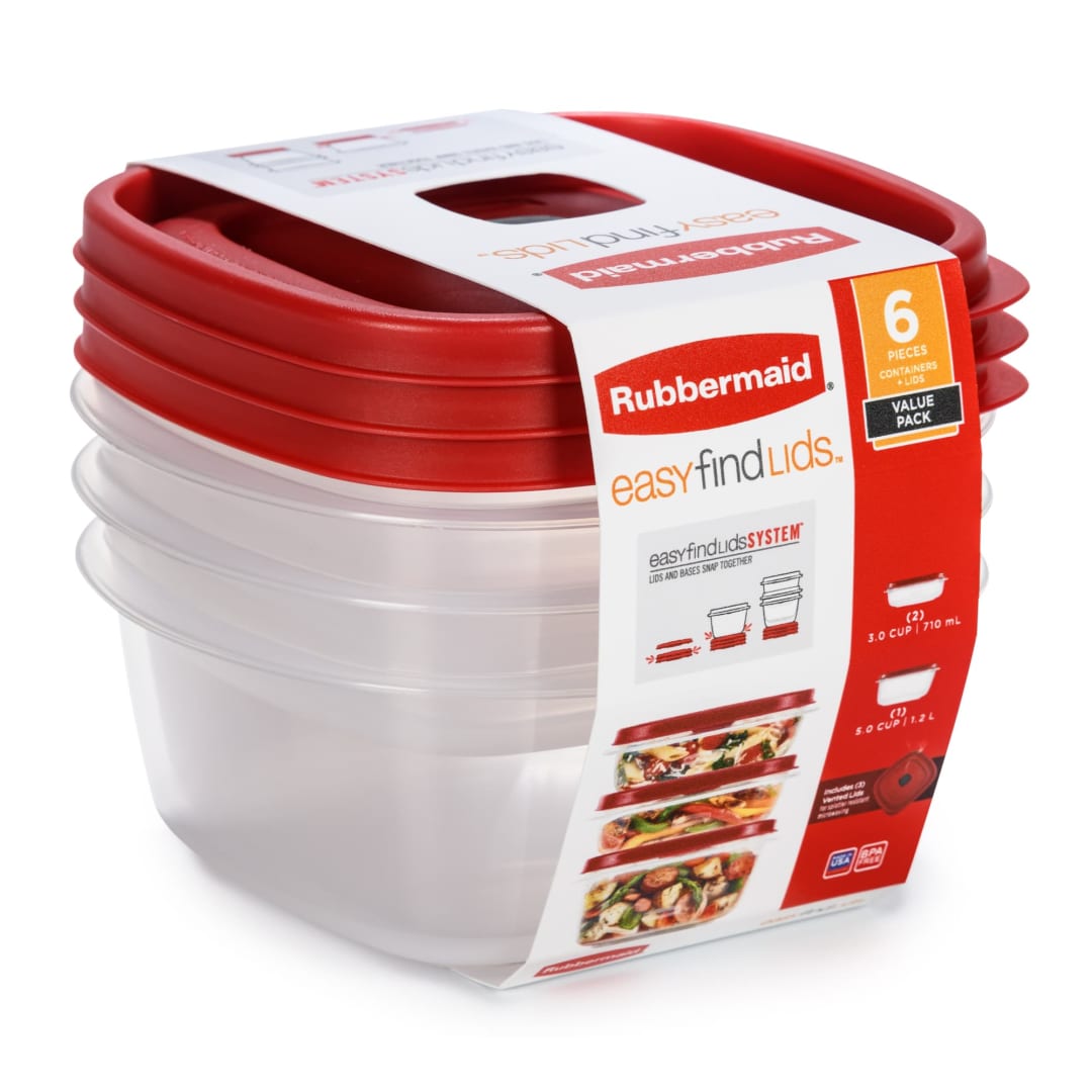Rubbermaid® EasyFindLids™ Food Storage and Organization Containers, 3-Pack, Racer Red
