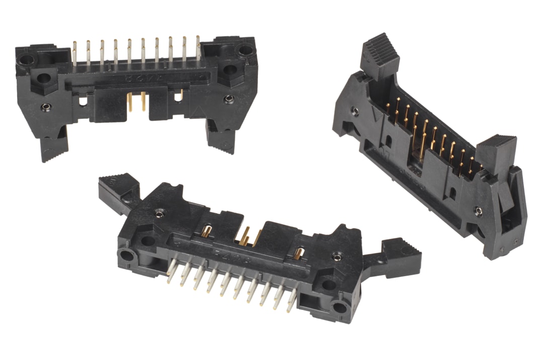 3M™ N3428-6202 RB, Wannenstiftstecker, 180° gerade, 20-polig, 3000 Serie, 2,54 mm, 0,76 µm Au, Schwarz, 300 Stück