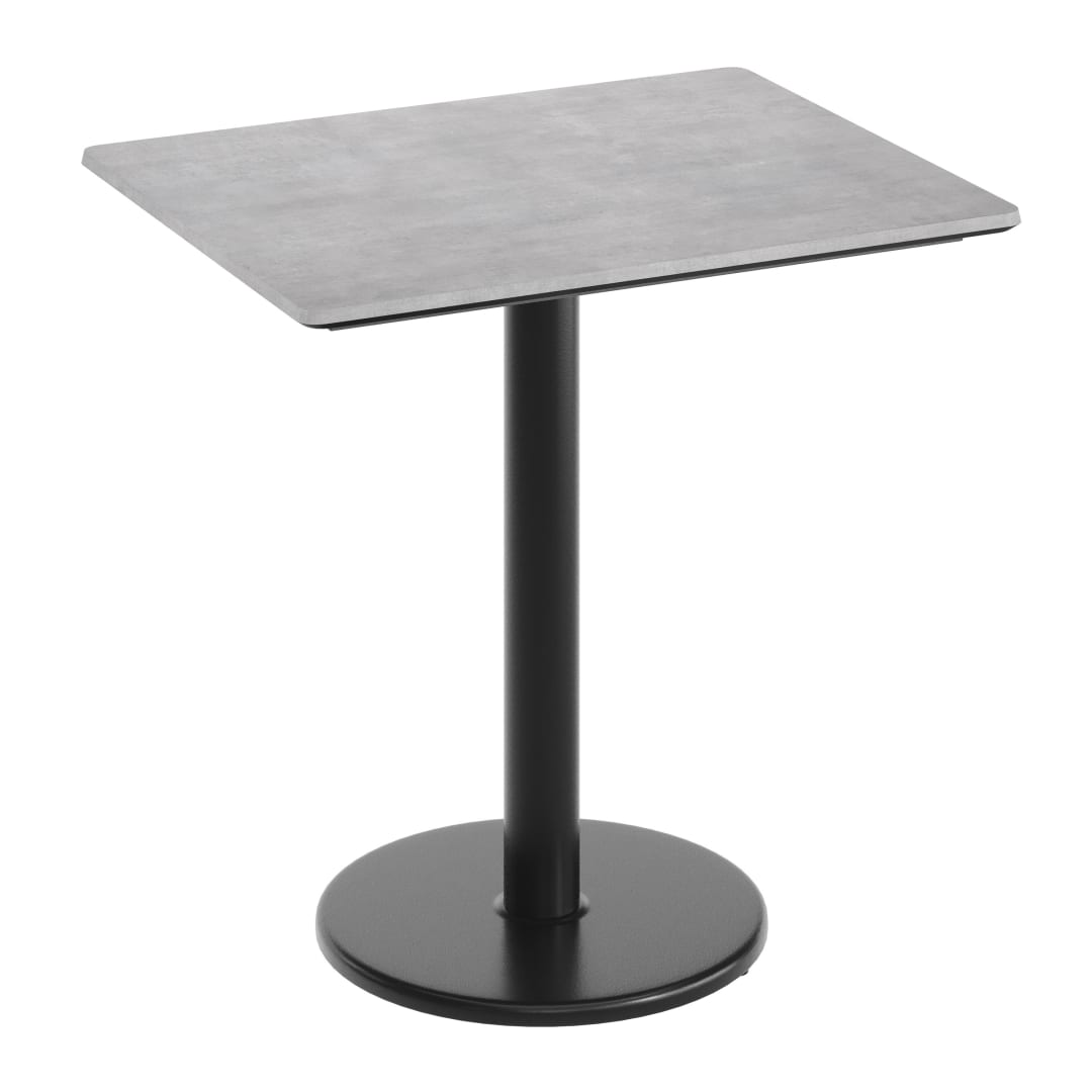 TopGuard 30" x 24" Tabletop, Seamless Surface Technology, Gray Faux Concrete, 18" Round Black Table Height Base, Moisture, Scratch, Heat, UV Resistant
