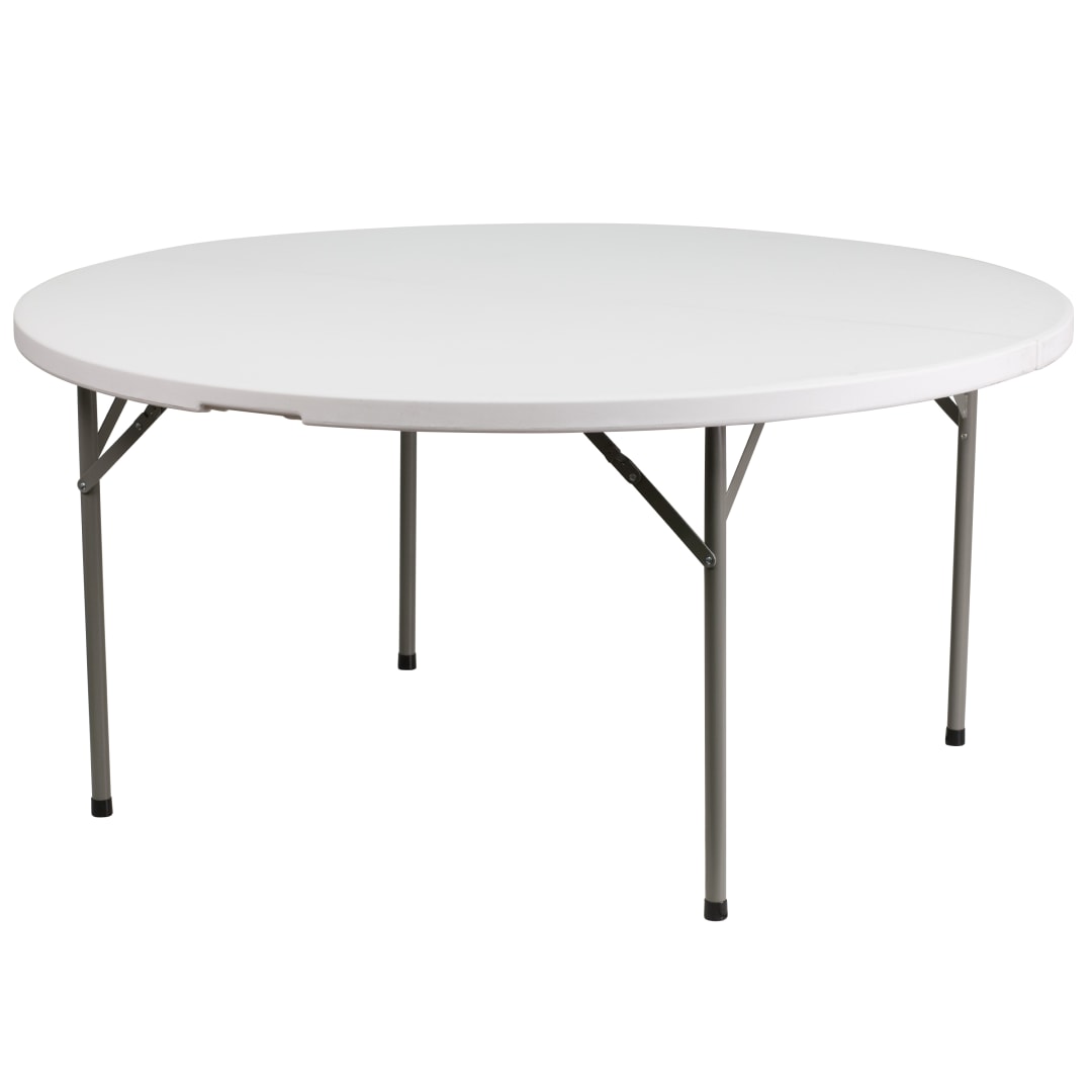 Elon 5-Foot Round Granite White Plastic Folding Table