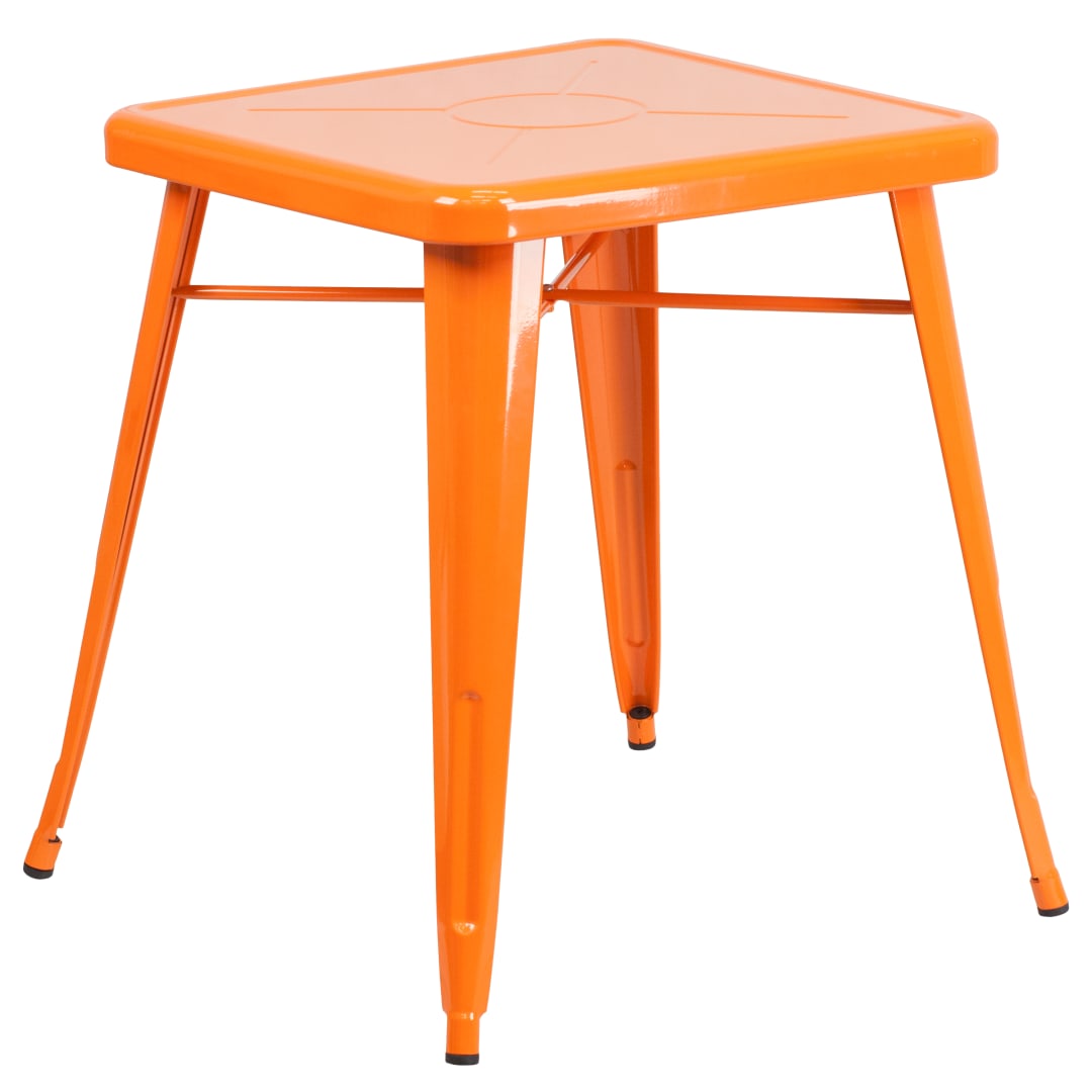 Prince Commercial Grade 23.75" Square Orange Metal Indoor-Outdoor Table