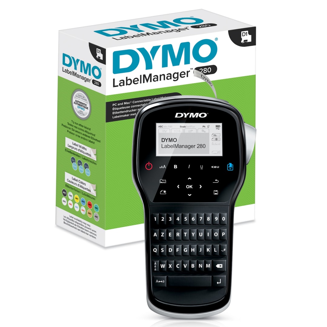 DYMO® Étiqueteuse Rechargeable LabelManager 280 | Clavier AZERTY | Imprimante Portable d'Étiquettes Autocollantes | Connectivité PC ou Mac