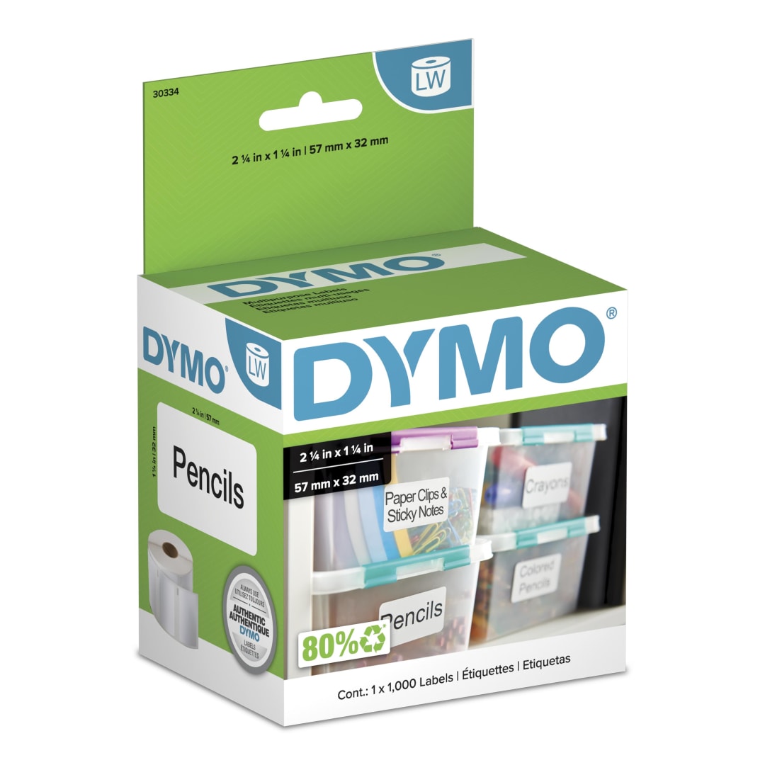 DYMO® Authentic LW Multi-Purpose Labels, DYMO® Labels for LabelWriter™ Printers, Great for FBA / FNSKU Barcodes, 1-1/4" x 2-1/4", 1 Roll of 1000