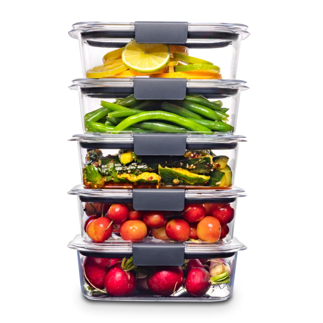Rubbermaid® Brilliance® Food Storage Containers, BPA-Free Plastic, Medium, 3.2 Cup, 5 Pack, Clear