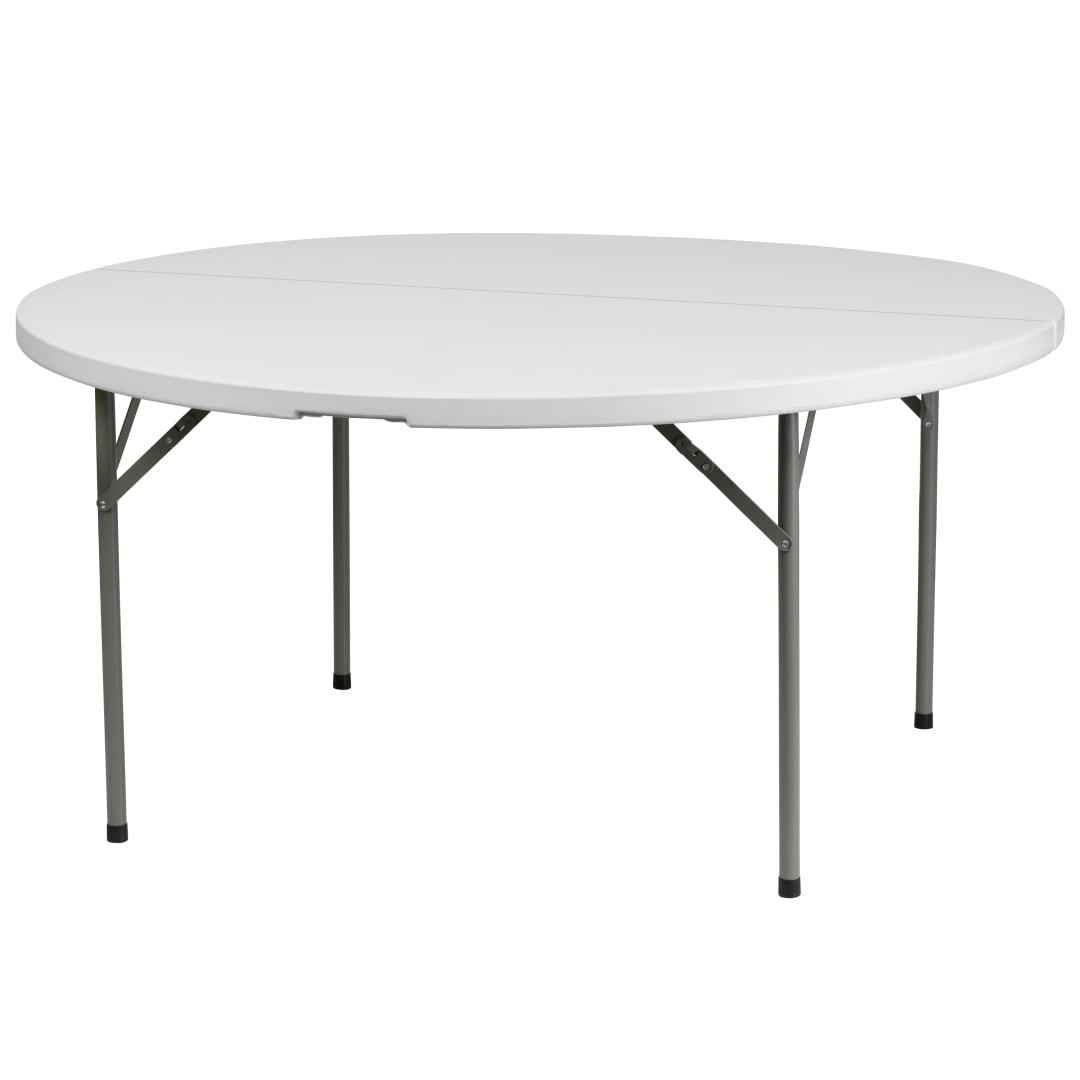 Elon 5-Foot Round Granite White Plastic Folding Table