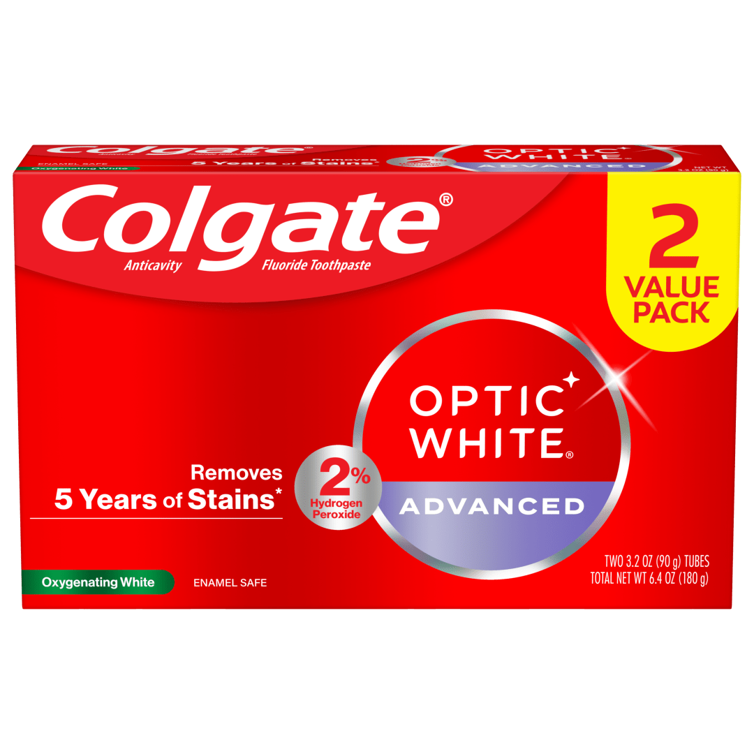 Colgate Optic White Advanced Hydrogen Peroxide Toothpaste Pack, Oxygenating White