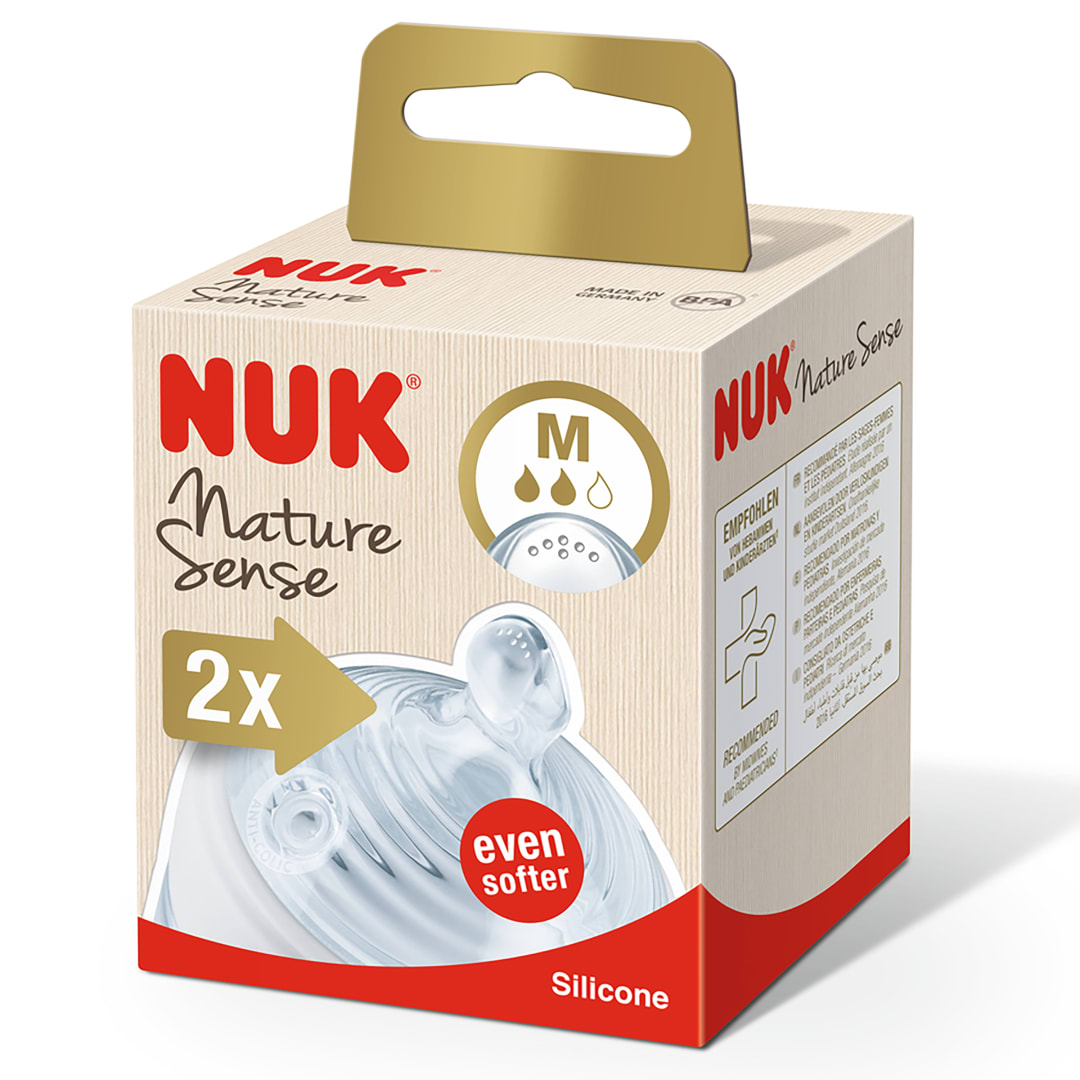 Tetinas Nature Sense NUK | Tetina mediana de silicona con válvula anticólicos | 2 unidades