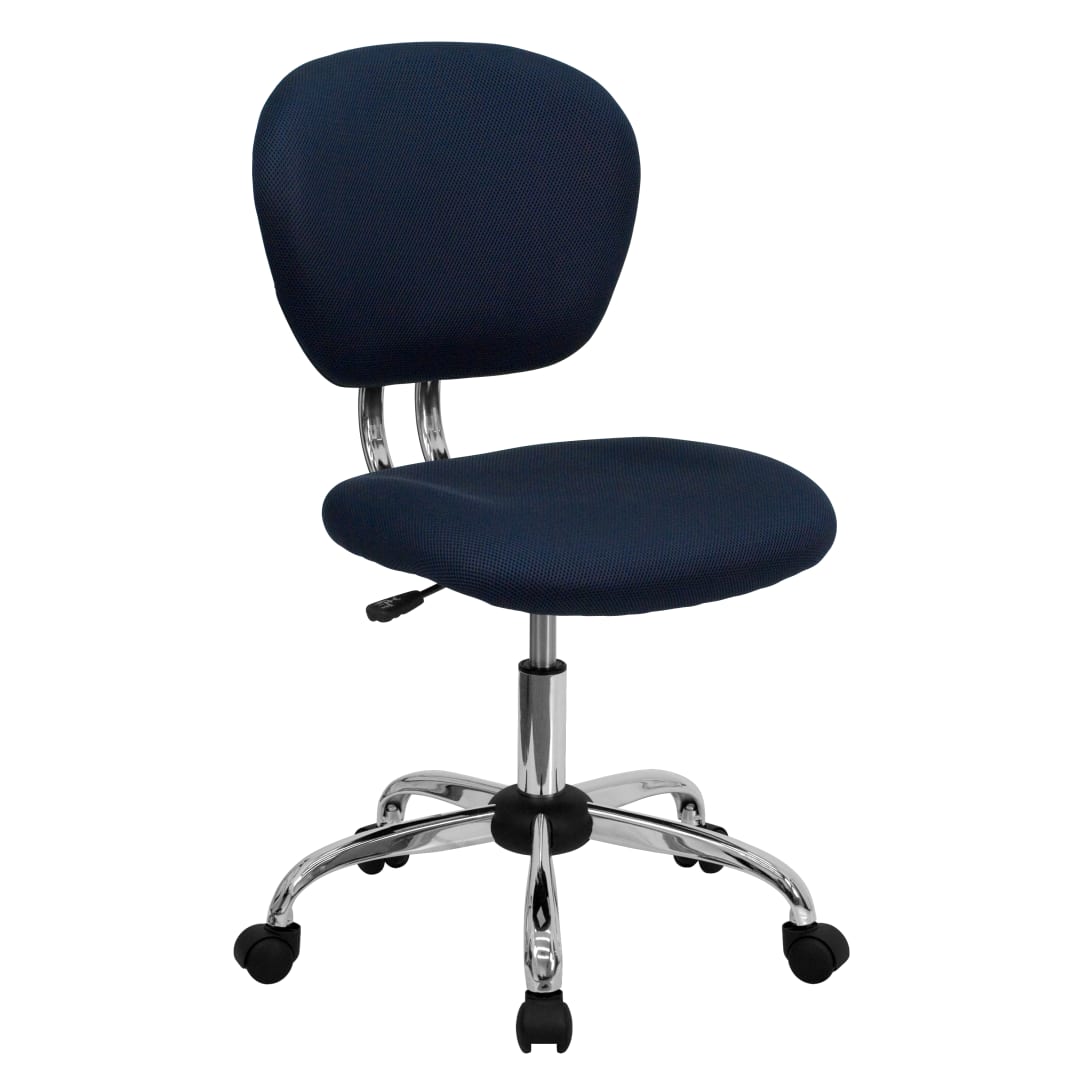 Beverly Mid-Back Navy Mesh Padded Swivel Task Office Chair with Chrome Base