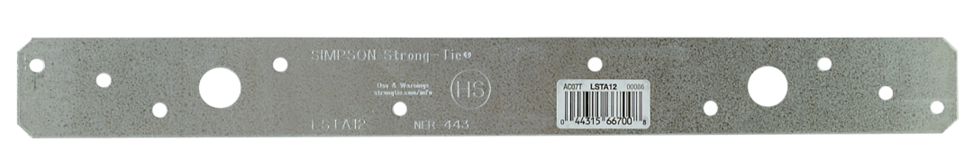 Simpson Strong-Tie LSTA12 LSTA 1-1/4 in. x 12 in. 20-Gauge Galvanized Strap Tie