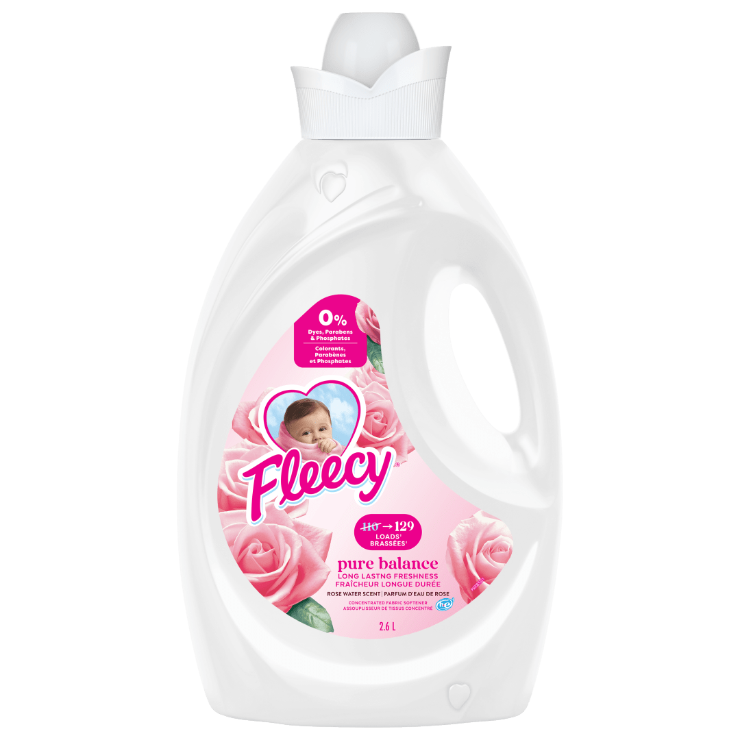 Assouplisseur de tissus liquide Fleecy Pure Balance Rose Water de 2.6L