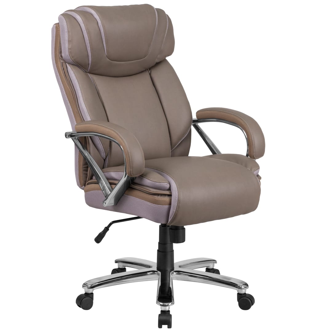 HERCULES Series Big &amp; Tall 500 lb. Rated Taupe LeatherSoft Executive Swivel Ergonomic Office Chair with Extra Wide Seat