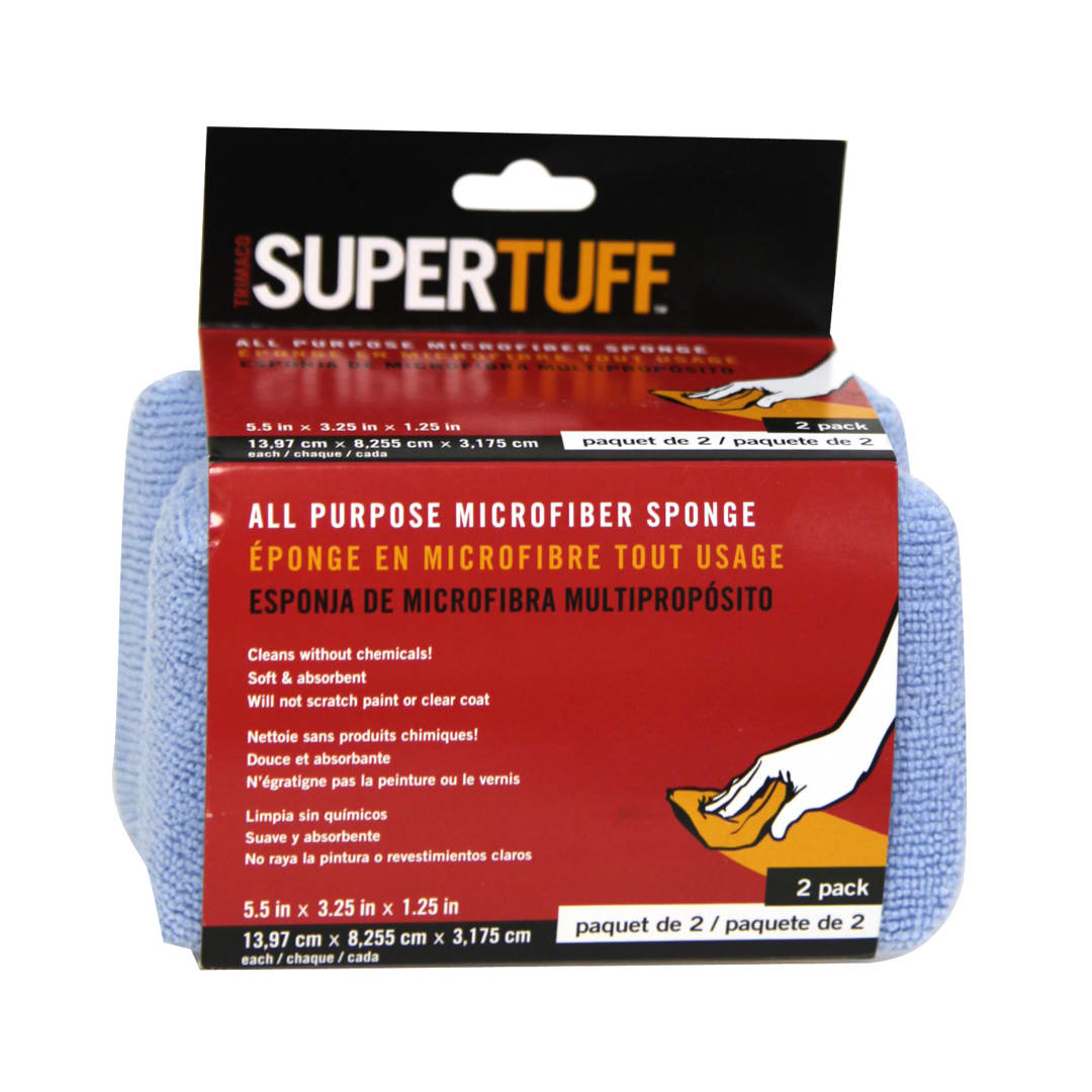 SuperTuff® Microfiber Scrubbing Sponge, 5.5"x 3.25"x1.25", 2pk