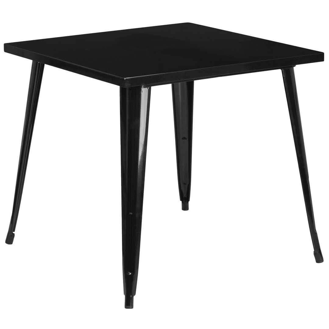 Toby Commercial Grade 31.75" Square Black Metal Indoor-Outdoor Table