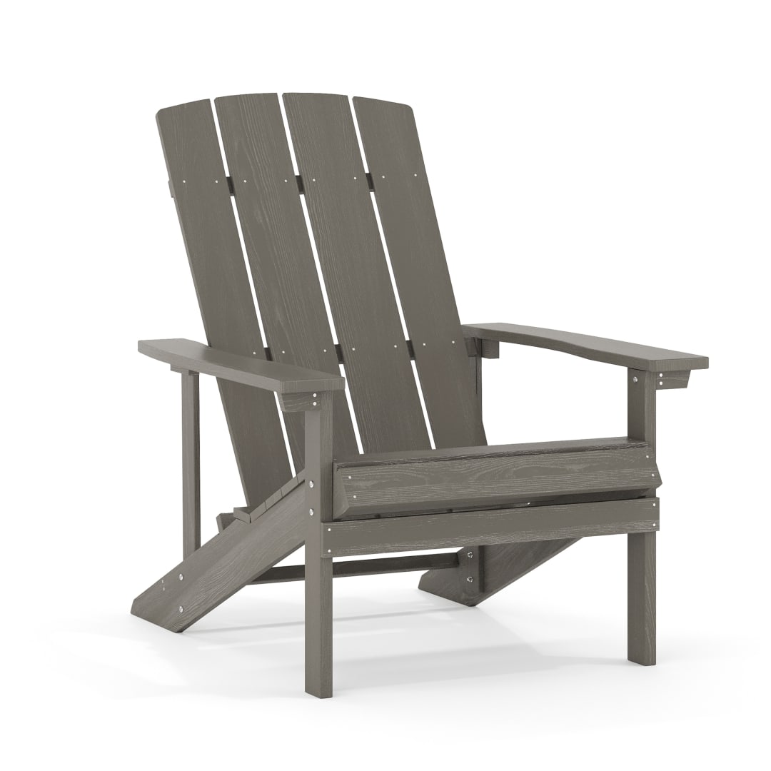 Charlestown Commercial All-Weather Poly Resin Wood Adirondack Chair in Gray