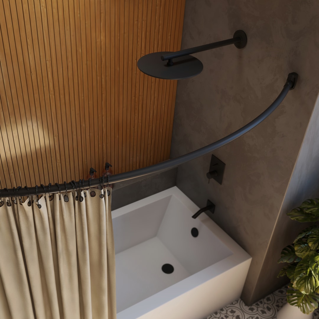 DreamLine Flex 1-3/8 in. x 60 in. Single Curved Shower Rod, Matte Black