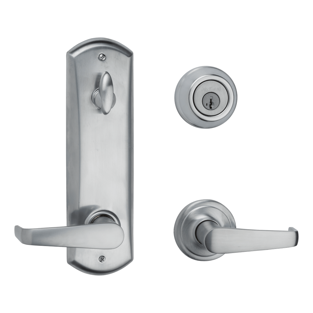 Kingston Round Interconnect Lever in Satin Chrome featuring SmartKey Security