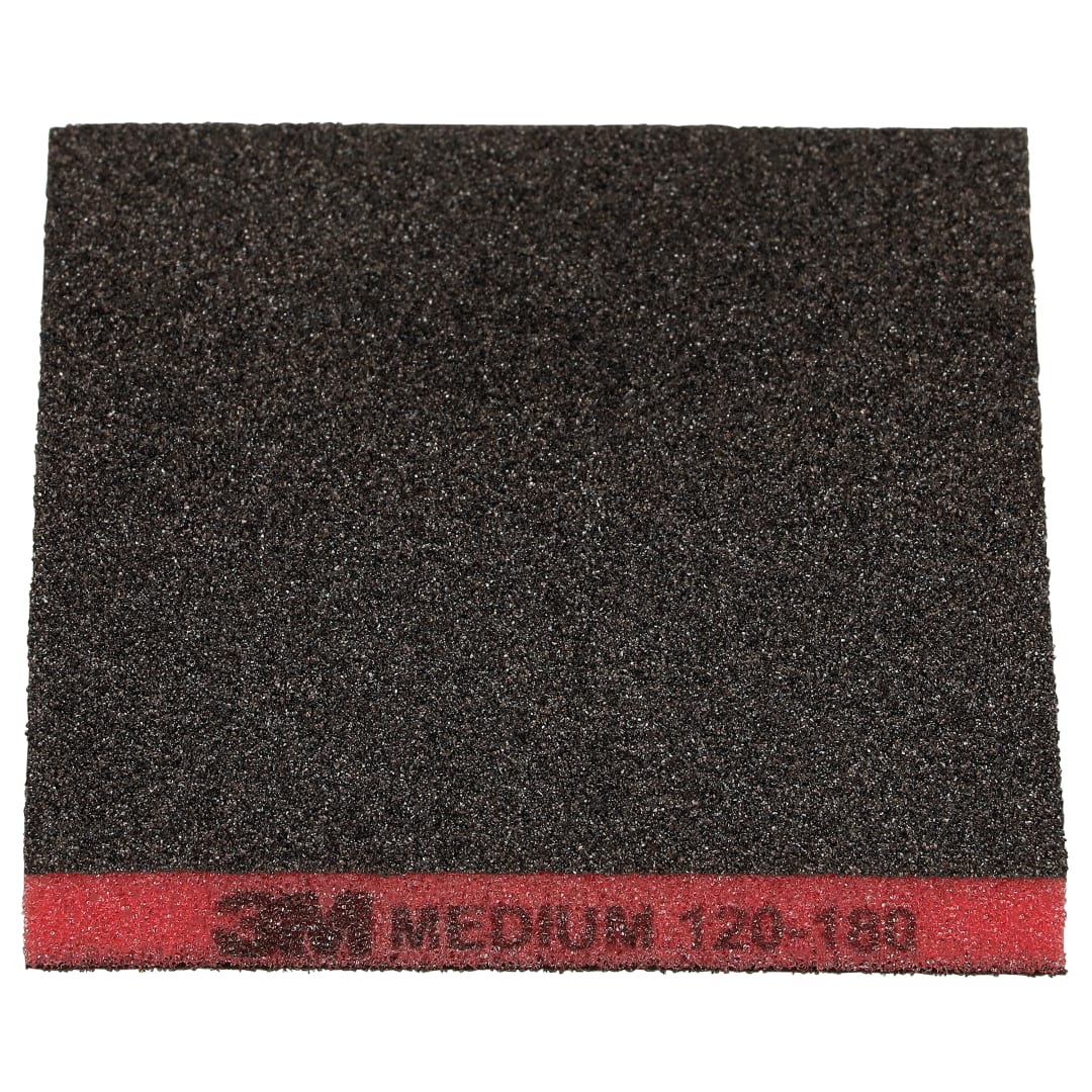 3M™ Doppelseitiger Schleifschwamm, 124 mm x 98 mm, Mittel 120–180, Rot, 23814