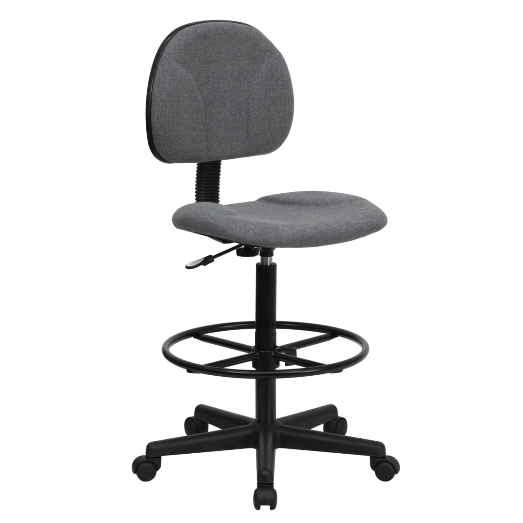 Bruce Gray Patterned Fabric Adjustable Height Drafting Chair with Adjustable Foot Ring