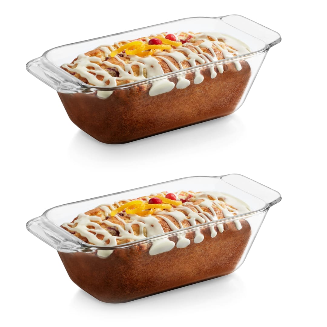 Libbey Baker’s Premium Glass Loaf Baking Dish Set of 2, Stackable Bakeware with GreatGrip Handles, Durable Glass Bread Pans