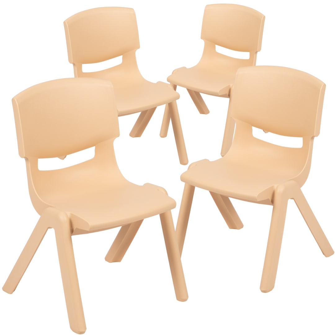 Whitney 4 Pack Natural Plastic Stackable School Chair with 12'' Seat Height