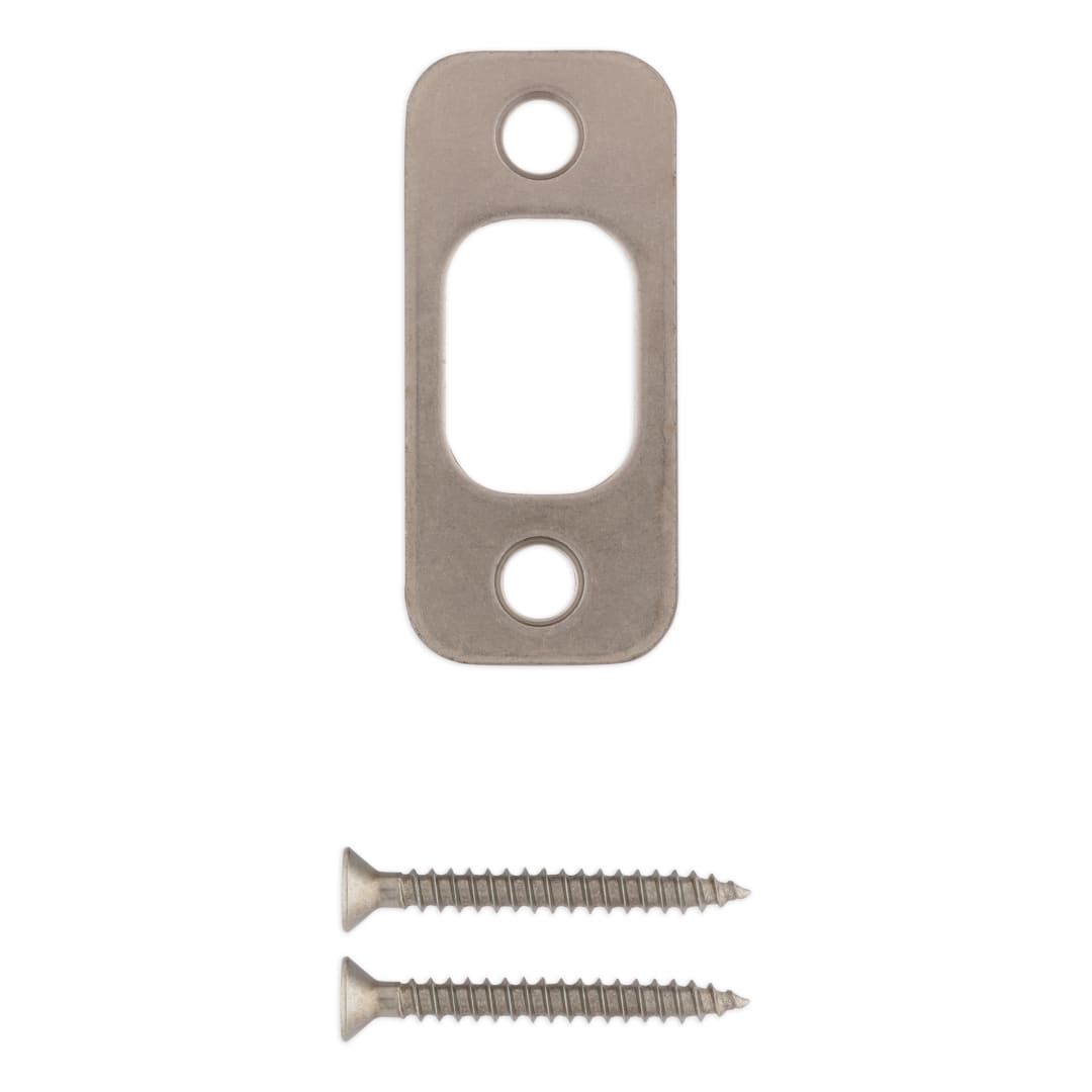 Deadbolt Round Corner Strike 1" x 2-1/4" for Satin Nickel Finish