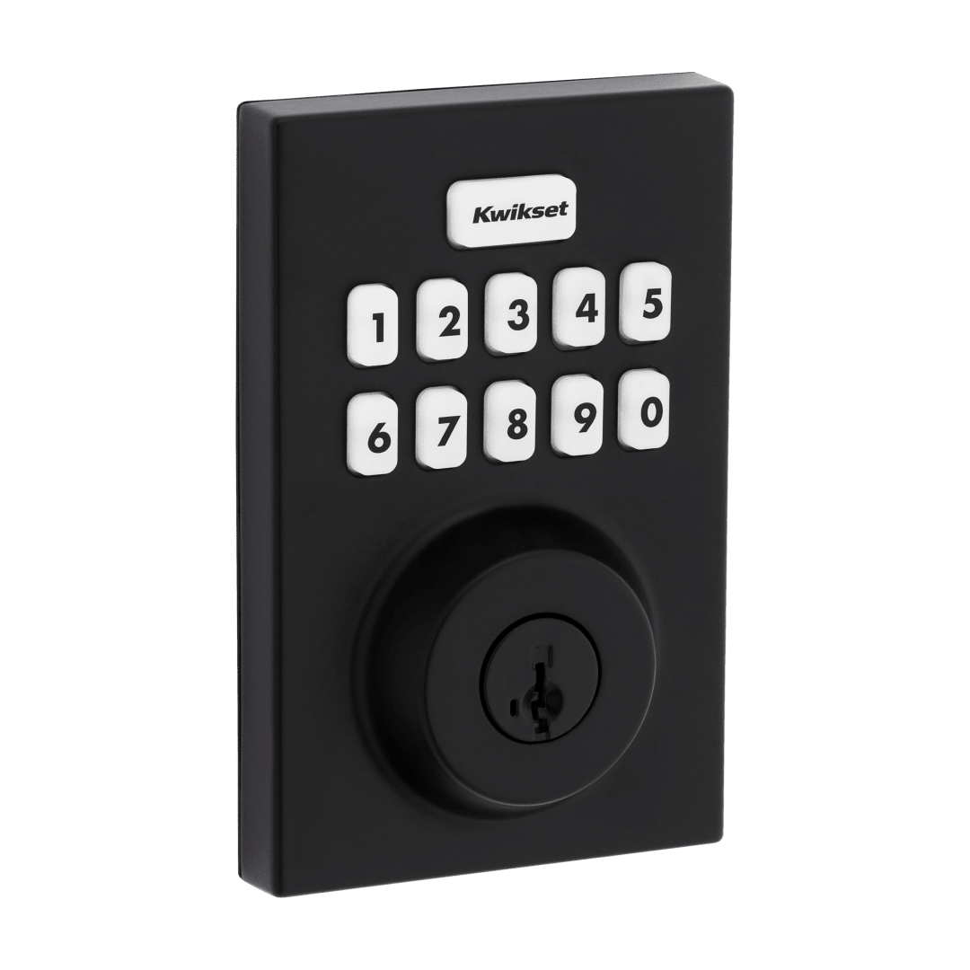 Kwikset Powerbolt 250 10-Button Keypad Matte Black Contemporary Electronic Deadbolt Door Lock, Featuring Convenient Keyless Entry, Customizable User Codes and Auto-Locking