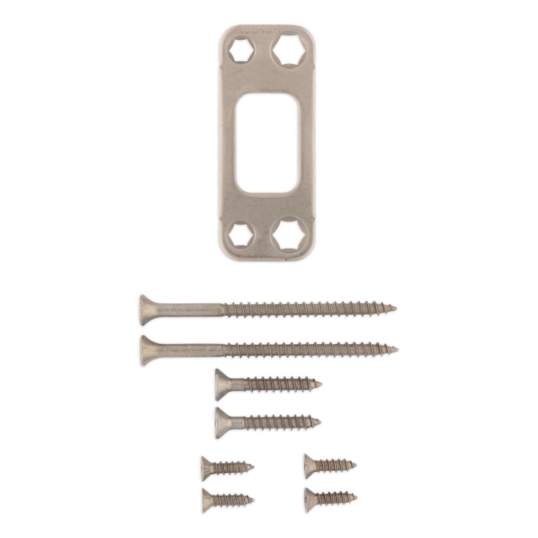 Deadbolt Round Corner Strike w/ Screws for Satin Nickel Finish