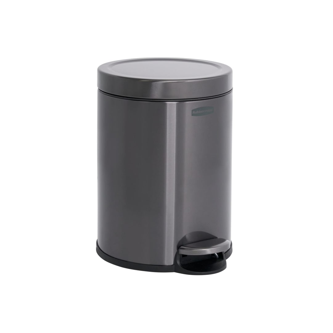 Rubbermaid 1.6 Gal. Charcoal Stainless Steel Round Step-On Trash Can