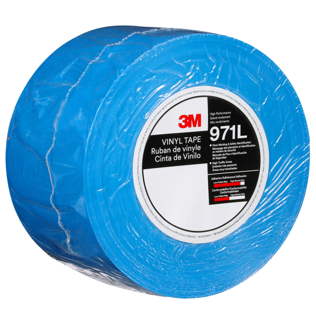 3M™ Dayanıklı Yer İşaretleme Bandı 971L, Blue, 101.6 mm x 33 m, 0.43 mm, Individually Wrapped Conveniently Packaged