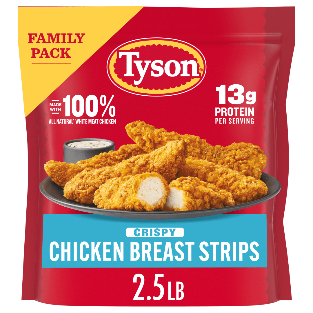 Tyson Frozen Crispy Chicken Breast Strips Family Pack, 2.5 lb