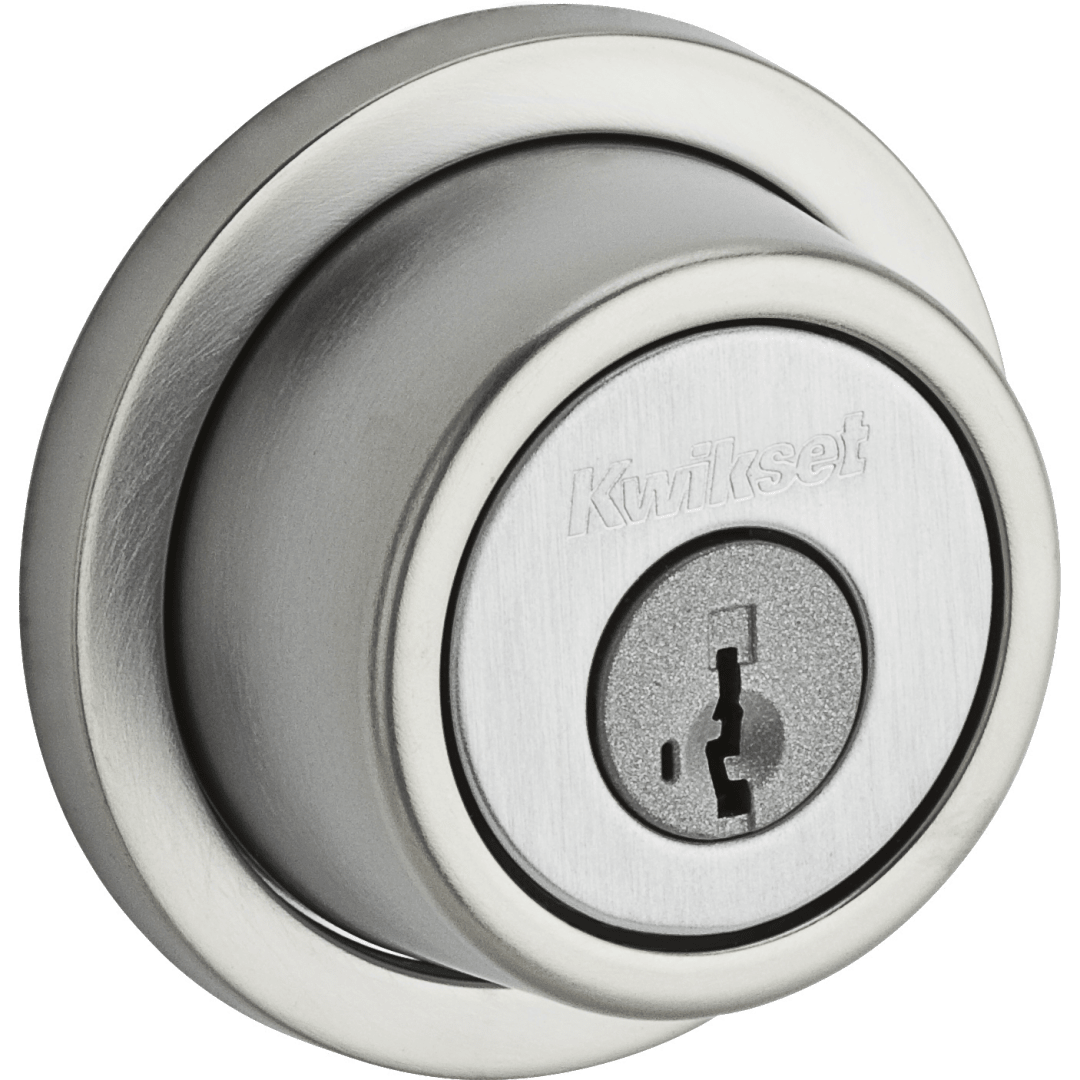 994 Contemporary Round Deadbolt, Keyed Both Sides, featuring SmartKey Security™ in Satin Chrome