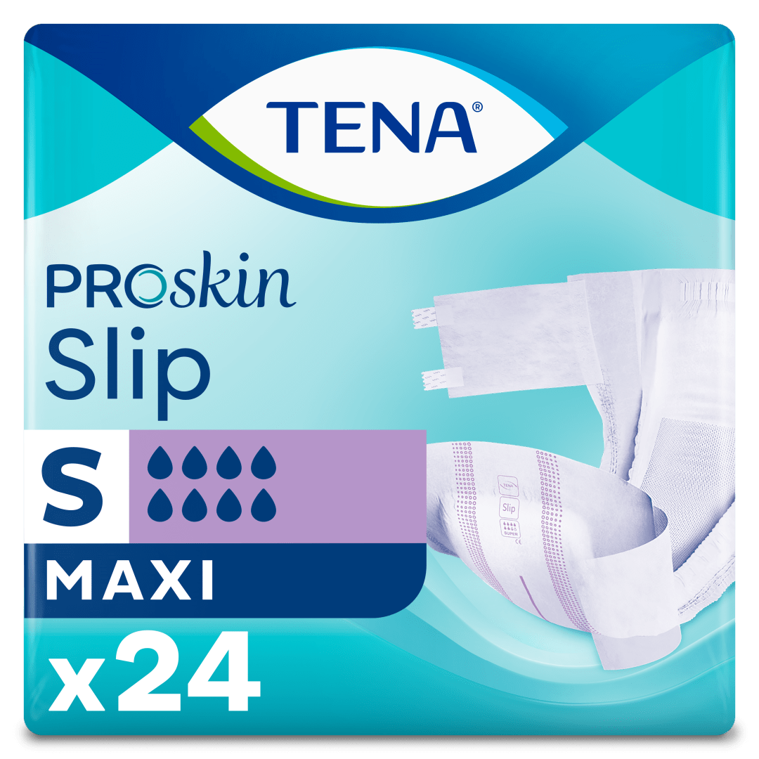 TENA ProSkin Slip Maxi – Incontinence Briefs for Heavy to Very Heavy Leakage, Adjustable Tabs, Fast Absorbing Core, Dermatologically Tested - Small, Pack of 24