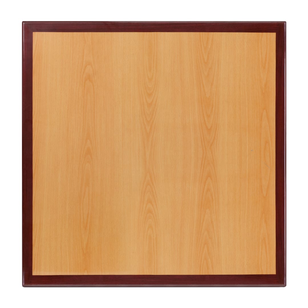 Glenbrook 24'' Square 2-Tone High-Gloss Cherry / Mahogany Resin Table Top with 2'' Thick Drop-Lip