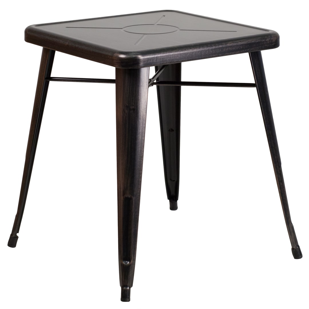 Prince Commercial Grade 23.75" Square Black-Antique Gold Metal Indoor-Outdoor Table